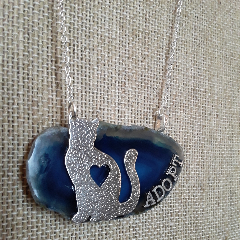 Handmade Agate Cat Adopt Necklace